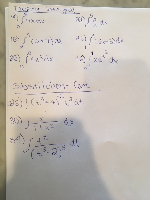 Solved define integral integral 0 8 9x dx integral 1 5 2 x chegg
