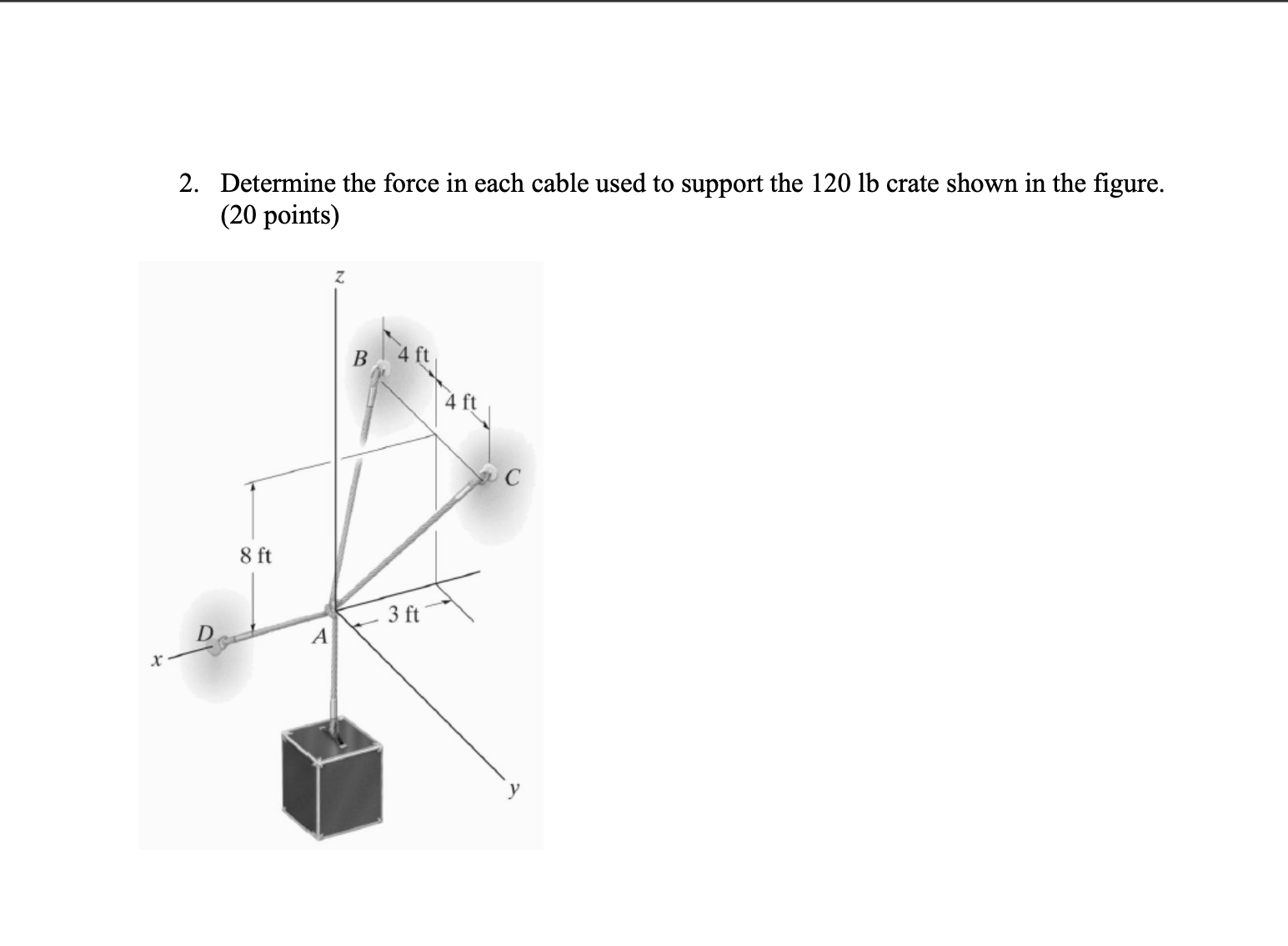 Solved Determine the force in each cable used to support the | Chegg.com