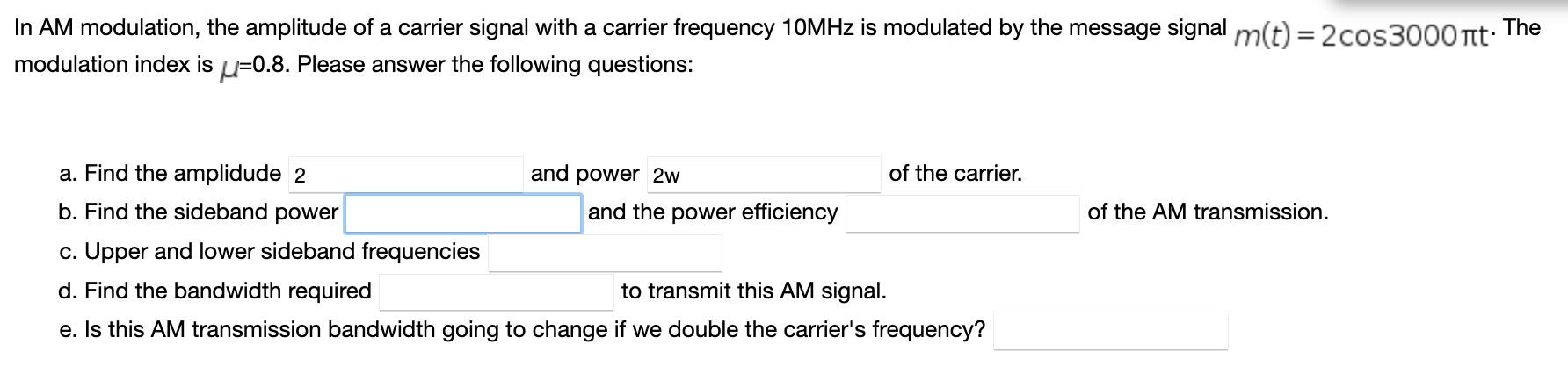 Solved The In AM modulation, the amplitude of a carrier | Chegg.com