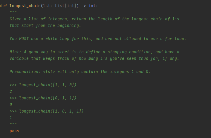 Solved def longest_chain(lst: List[int]) -> int: IF IT IT | Chegg.com