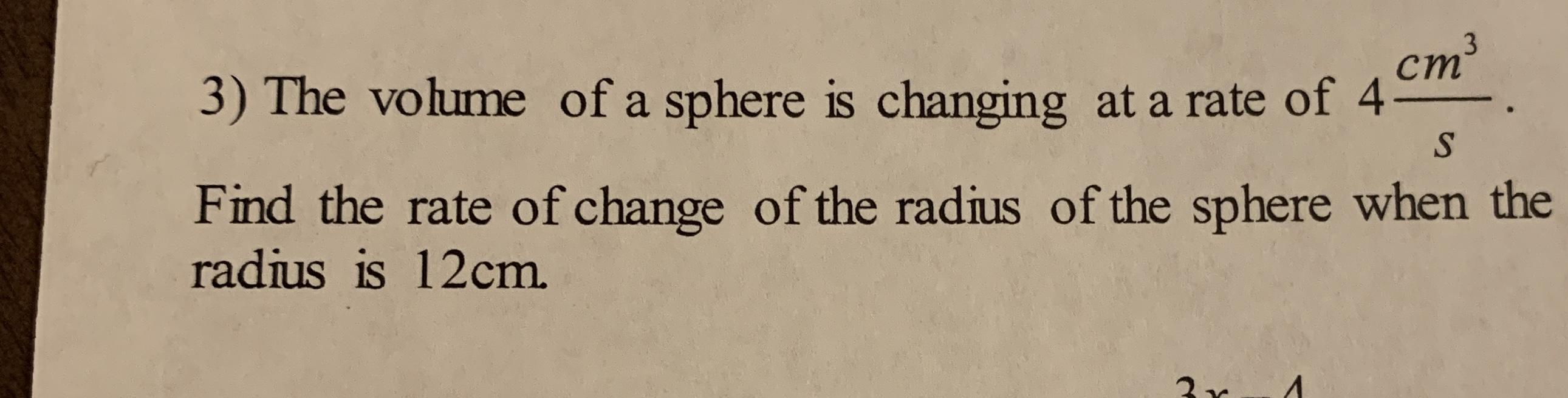 find the volume of sphere if its radius is 3 cm