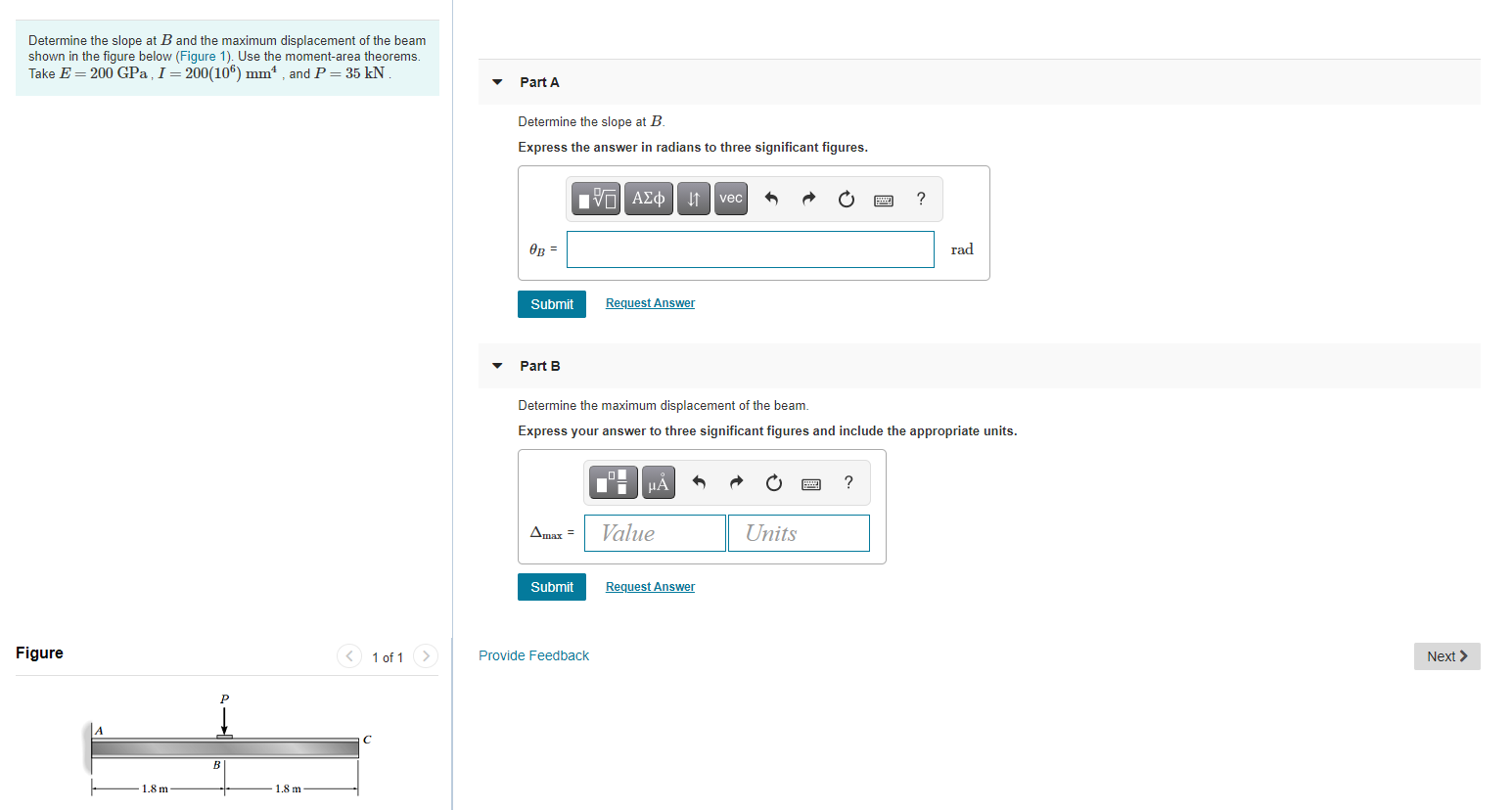 Solved Determine the slope at B and the maximum displacement | Chegg.com