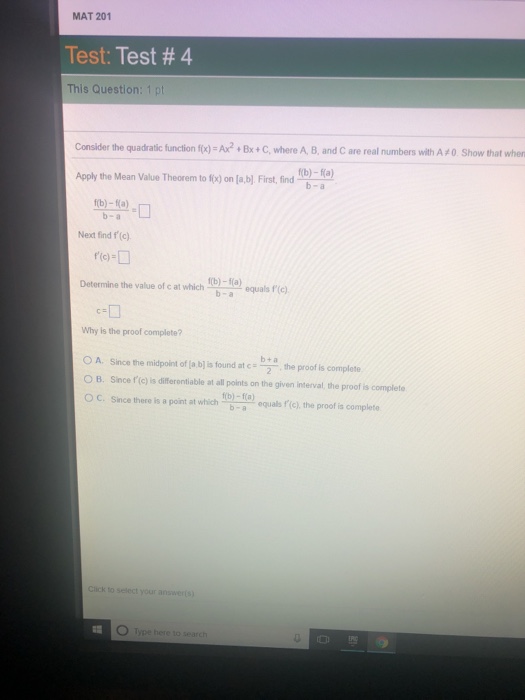 Solved: Consider The Quadratic Function F(x)= Ax^2+abc+C W... | Chegg.com