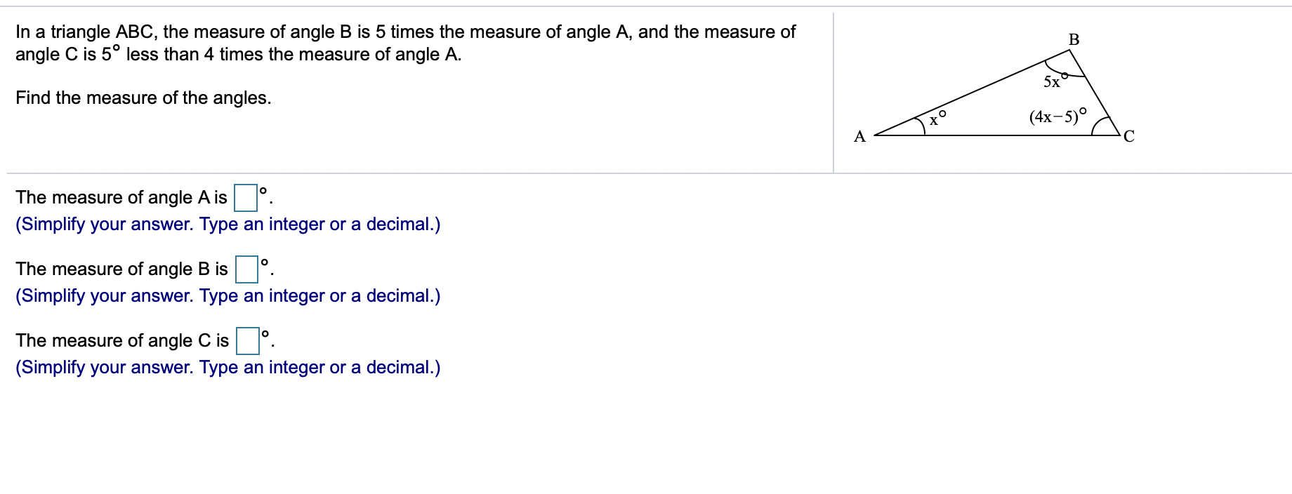 Solved B In A Triangle ABC, The Measure Of Angle B Is 5 | Chegg.com