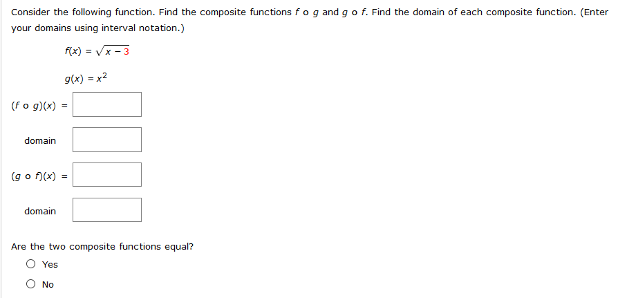 find the domain of the composite function