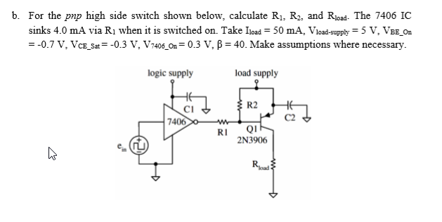 b. For the pnp high side switch shown below, | Chegg.com