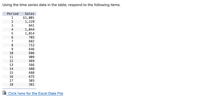 Solved Using the time series data in the table, respond to | Chegg.com