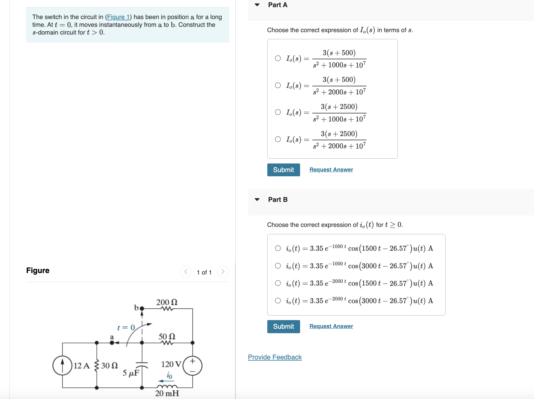 Solved The Switch In The Circuit In (Figure 1) ﻿has Been In | Chegg.com