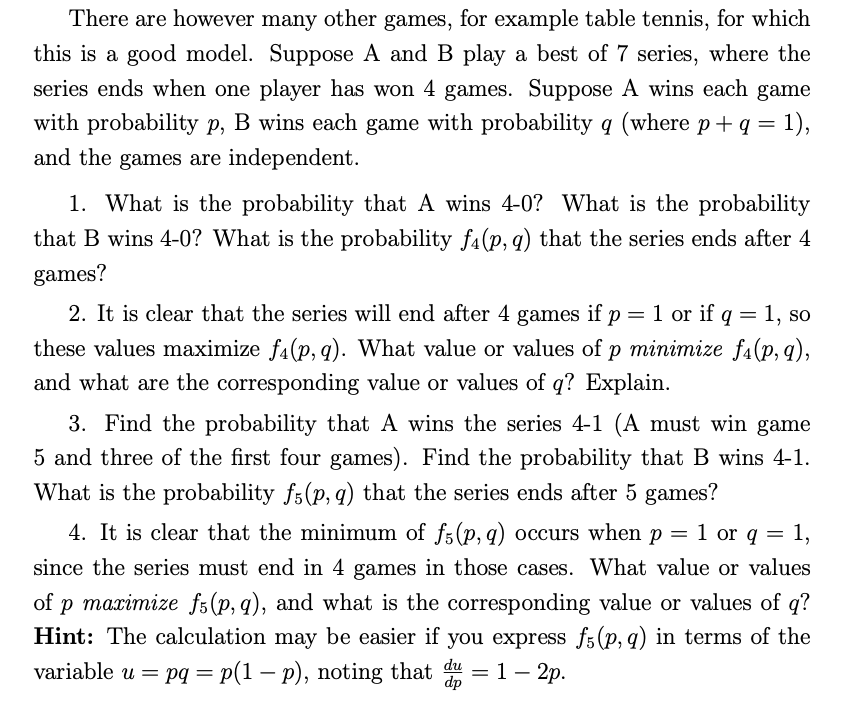 Probability of winning a best-of-7 series