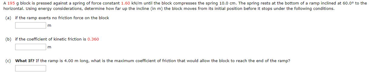 Solved A 195 g block is pressed against a spring of | Chegg.com