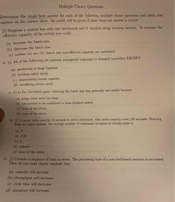 Solved Multiple Choice Questions Determine the single best | Chegg.com