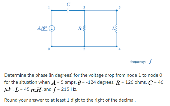 Solved с A/ L frequency: f Determine the phase (in degrees) | Chegg.com