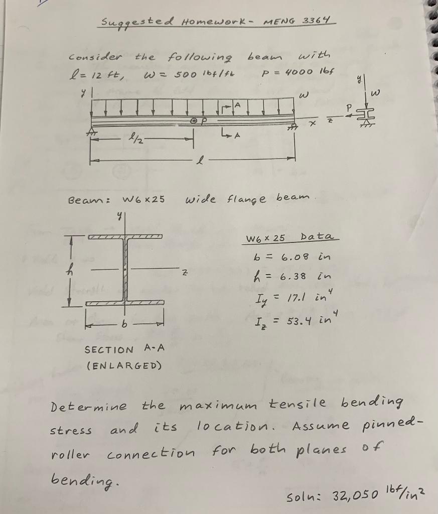 Solved Suggested Homework- MENG 3364 consider l = 12 ft, the | Chegg.com