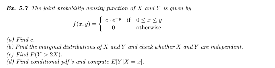 Solved Ex. 5.7 The joint probability density function of X | Chegg.com