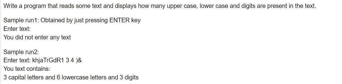 Solved Write a program that reads some text and displays how | Chegg.com