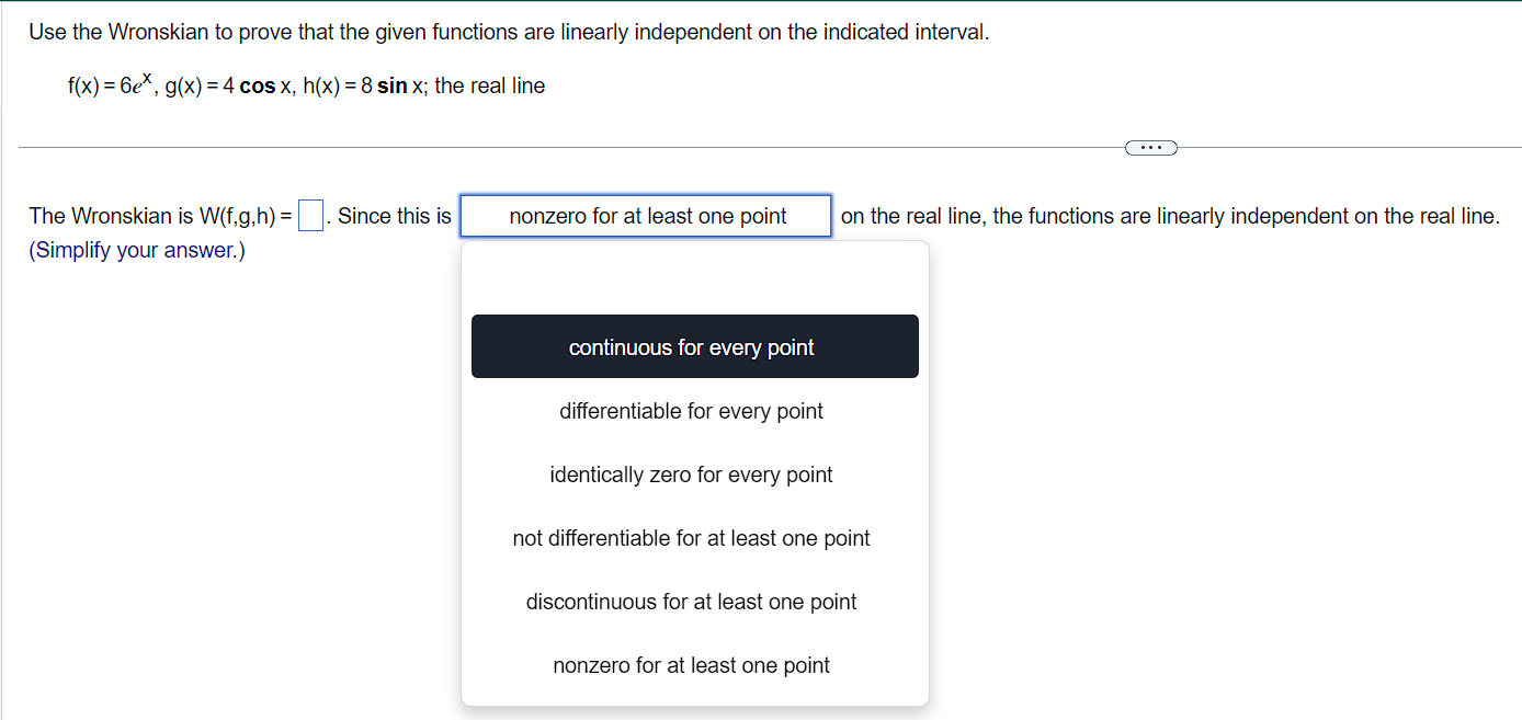 Solved Use the Wronskian to prove that the given functions | Chegg.com