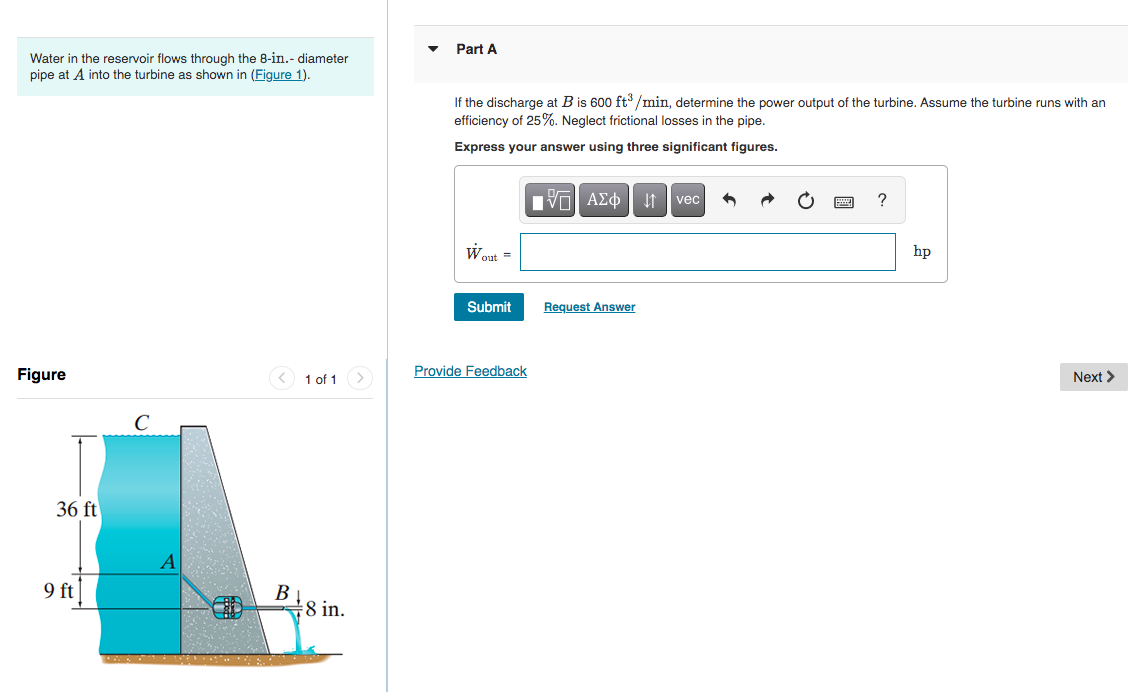 Solved Water in the reservoir flows through the 8-in.- | Chegg.com