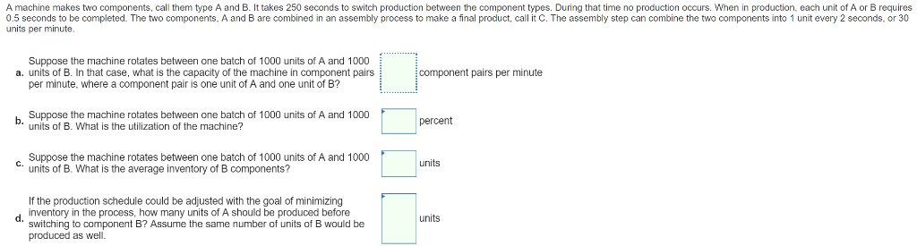 Solved A Machine Makes Two Components, Call Them Type A And | Chegg.com