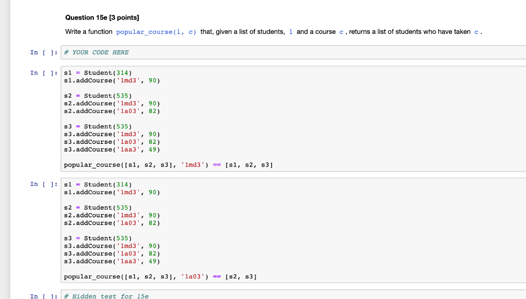 Solved Question 15e [3 points] Write a function | Chegg.com