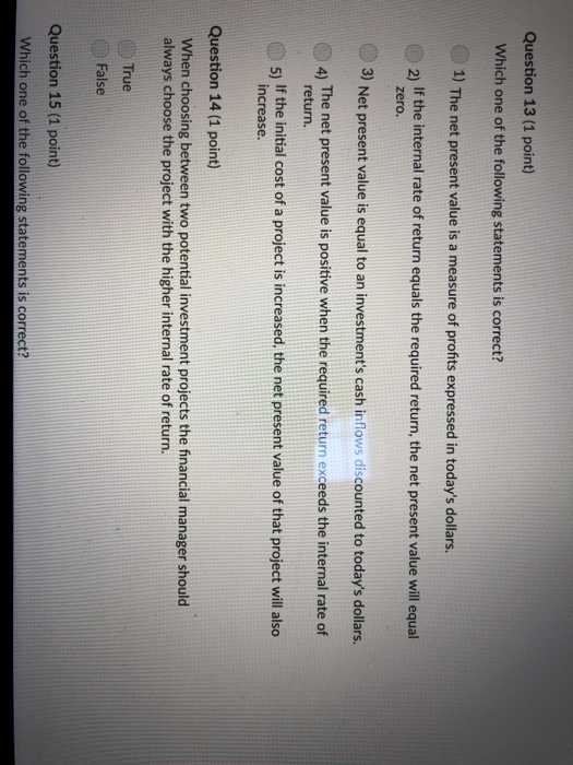 Solved Question 13 (1 point) Which one of the following | Chegg.com