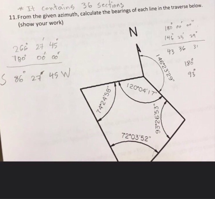 Solved Tt Containg 36 Sections 11.From the given azimuth, | Chegg.com
