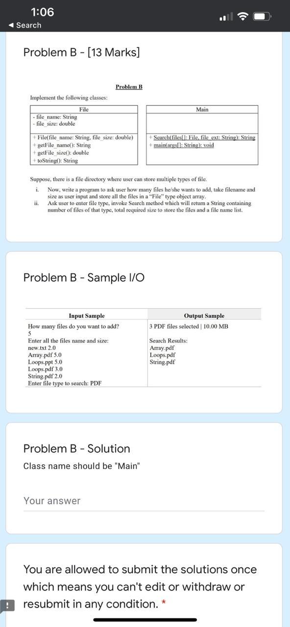 Solved 1:06 Search Problem B - [13 Marks] Problem B | Chegg.com