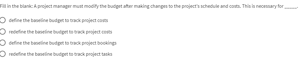 Solved Fill in the blank: A project manager must modify the | Chegg.com