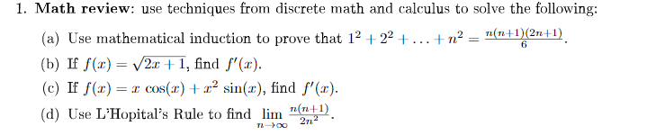 Solved 6 1. Math review: use techniques from discrete math | Chegg.com