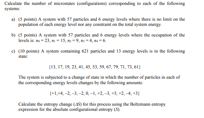 Calculate The Number Of Microstates (configurations) | Chegg.com