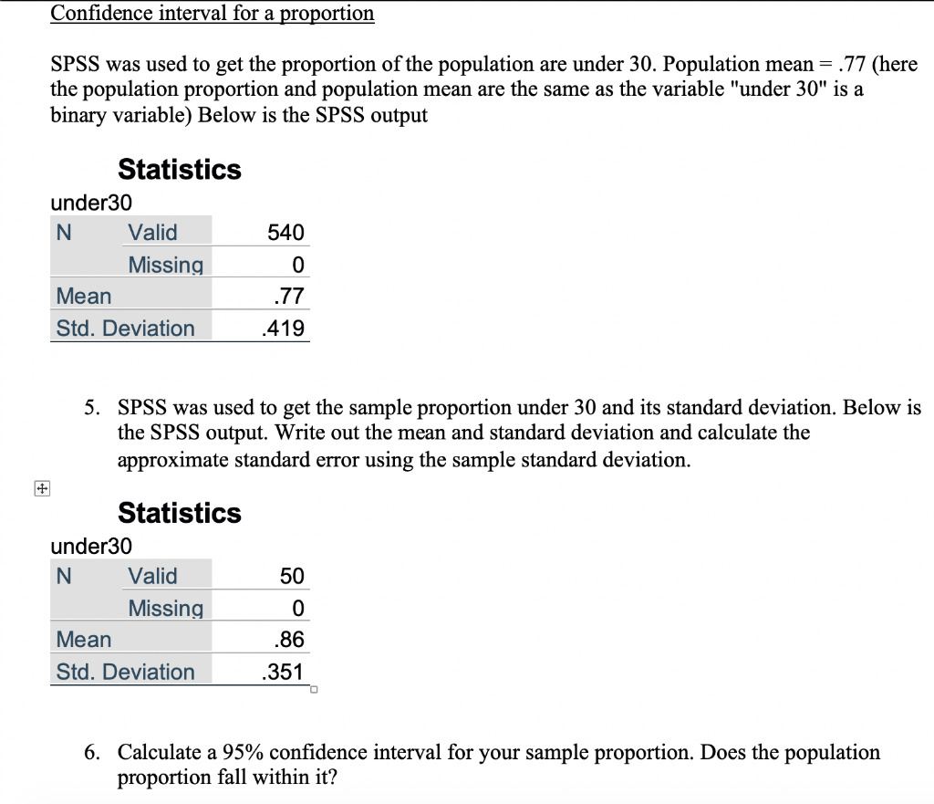 Solved Confidence Interval For A Proportion SPSS Was Used To | Chegg.com