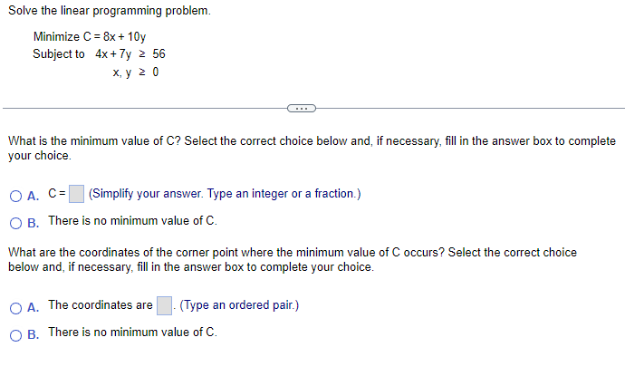 Solved What is the minimum value of C? ﻿Select the correct | Chegg.com
