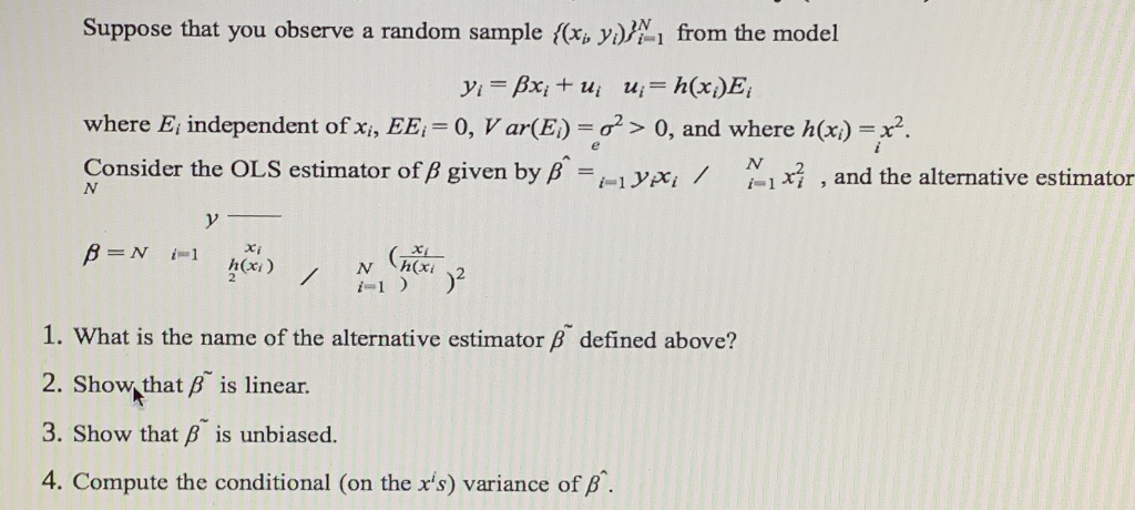 Suppose That You Observe A Random Sample Xi Y Chegg Com