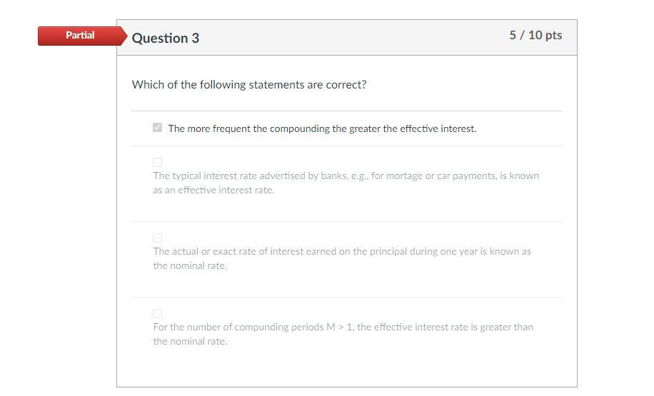 Solved Partial Question 3 5/ 10 pts Which of the following | Chegg.com