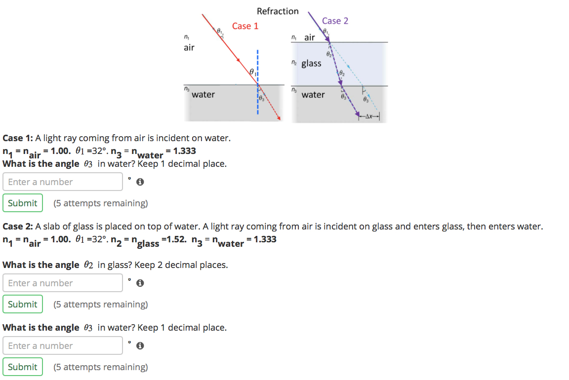 Solved Refraction and Speed of Light Calculations The