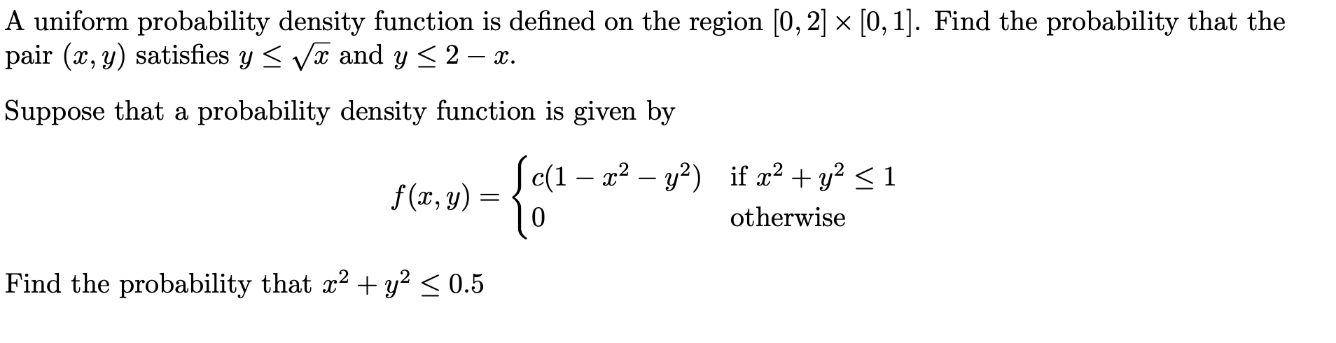 Solved A uniform probability density function is defined on | Chegg.com