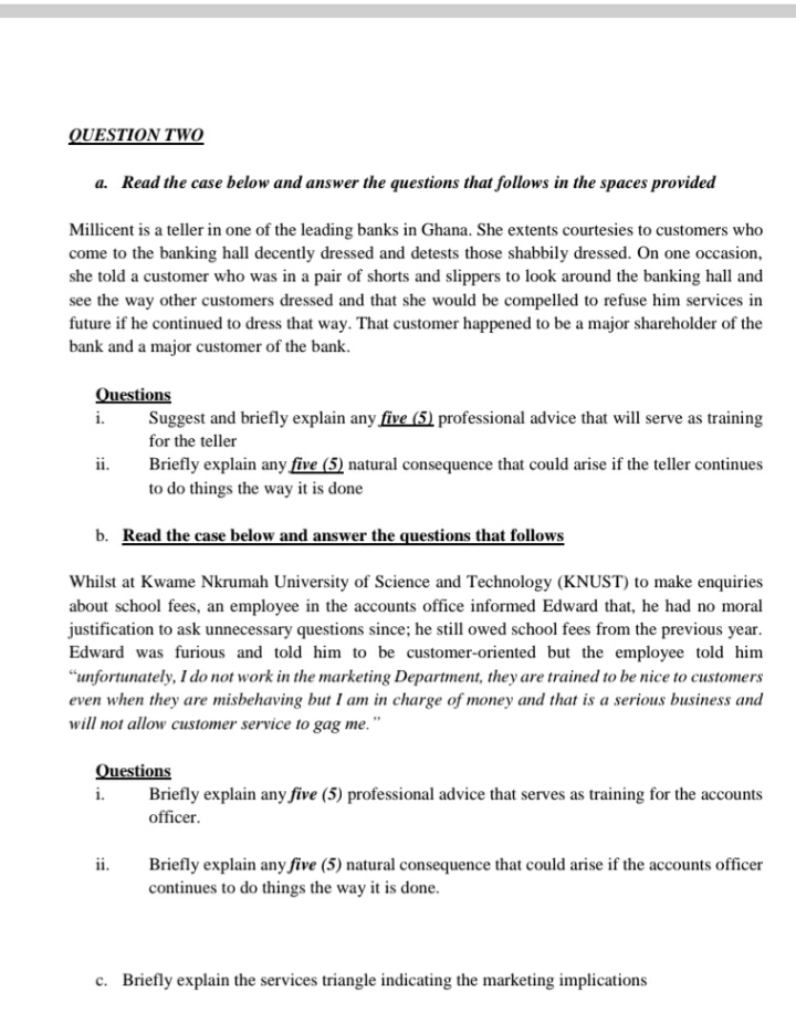 Solved OUESTION TWO a. Read the case below and answer the | Chegg.com