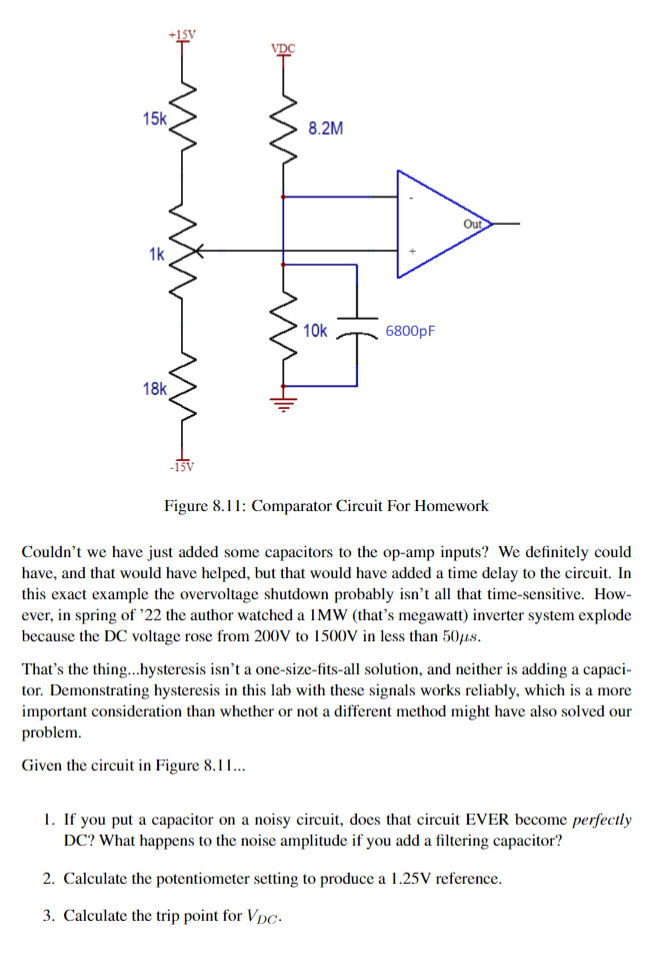 Figure 8.11: Comparator Circuit For Homework Couldn&rsquo;t | Chegg.com