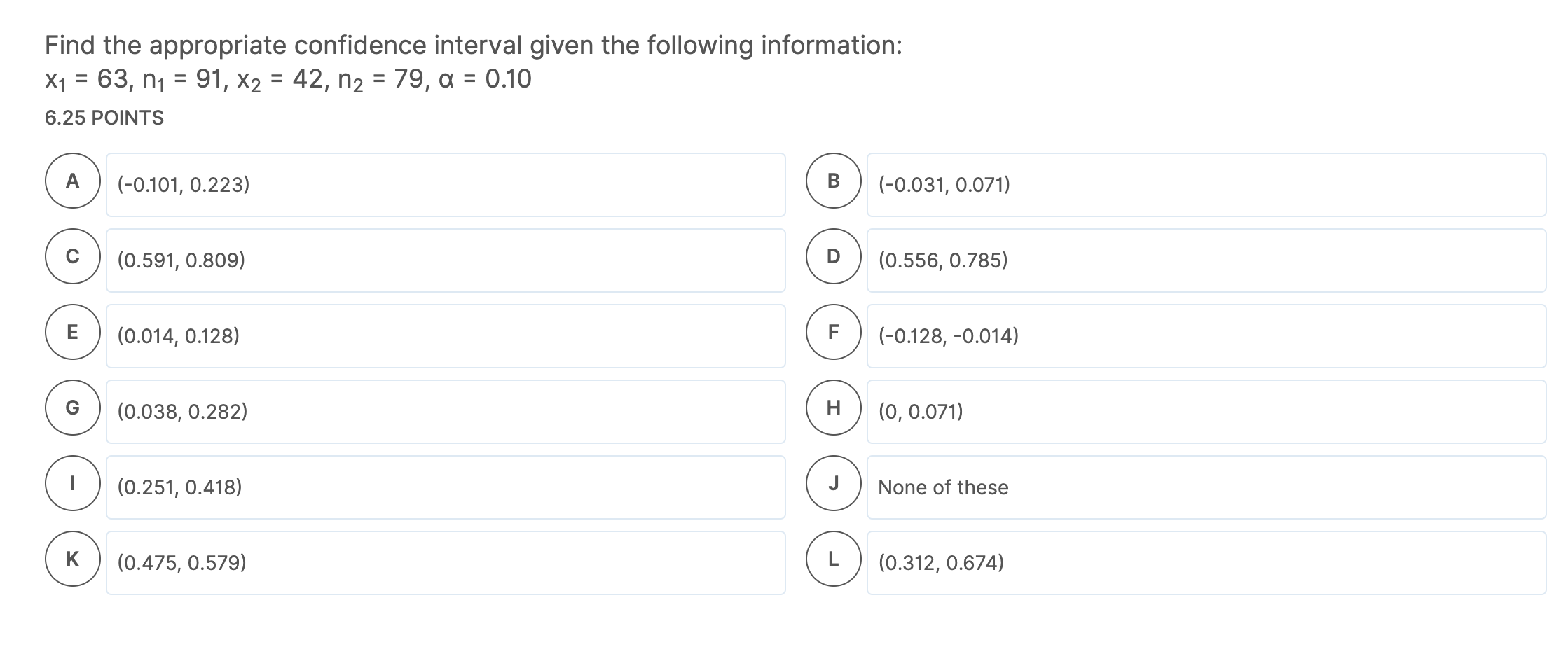 Solved Find the appropriate confidence interval given the | Chegg.com