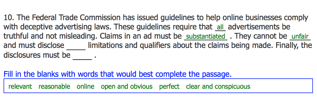 Solved 10. The Federal Trade Commission Has Issued | Chegg.com