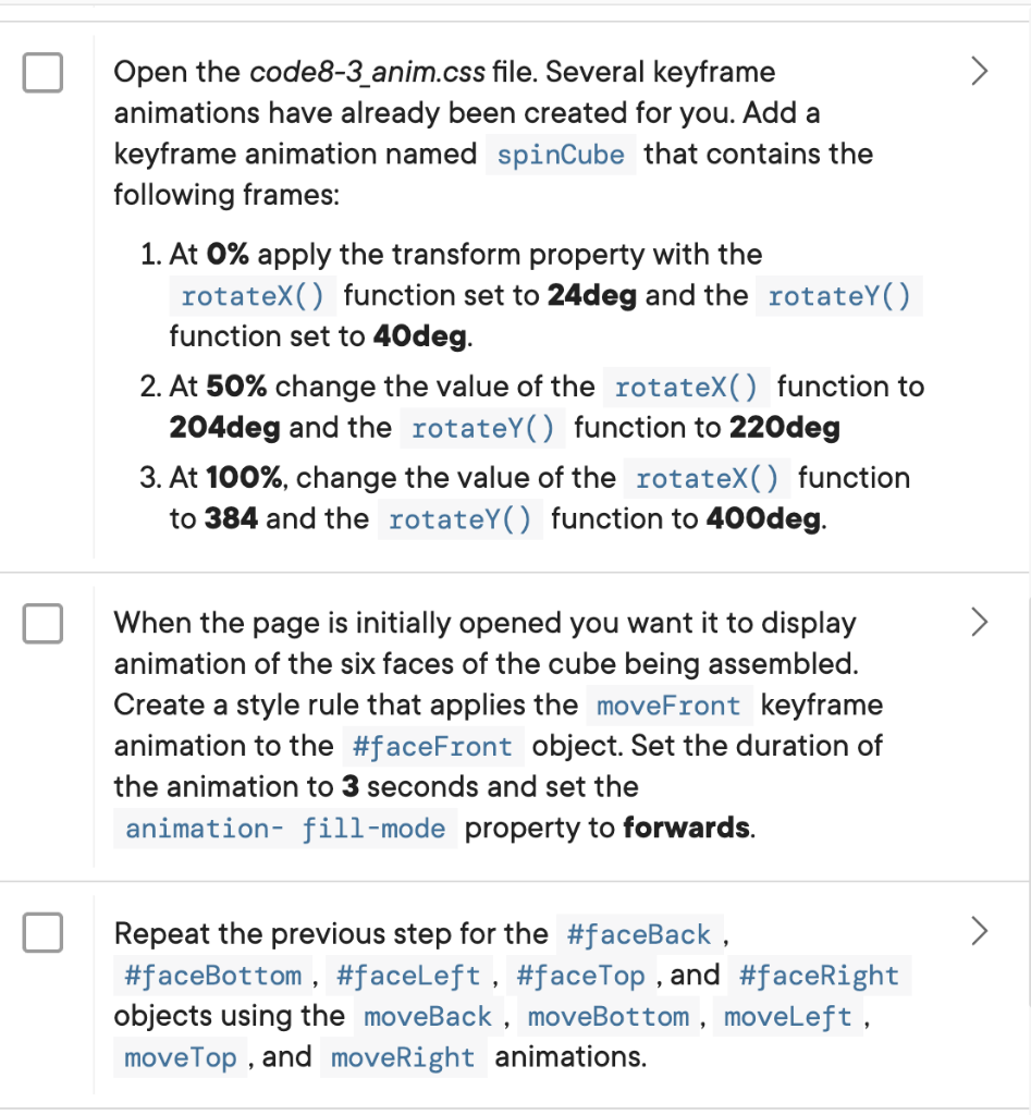 Solved Instructions Summary Animation can be used with 3D | Chegg.com