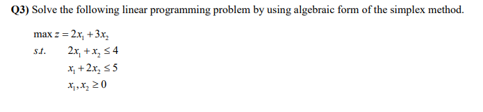Solved (3) Solve the following linear programming problem by | Chegg.com