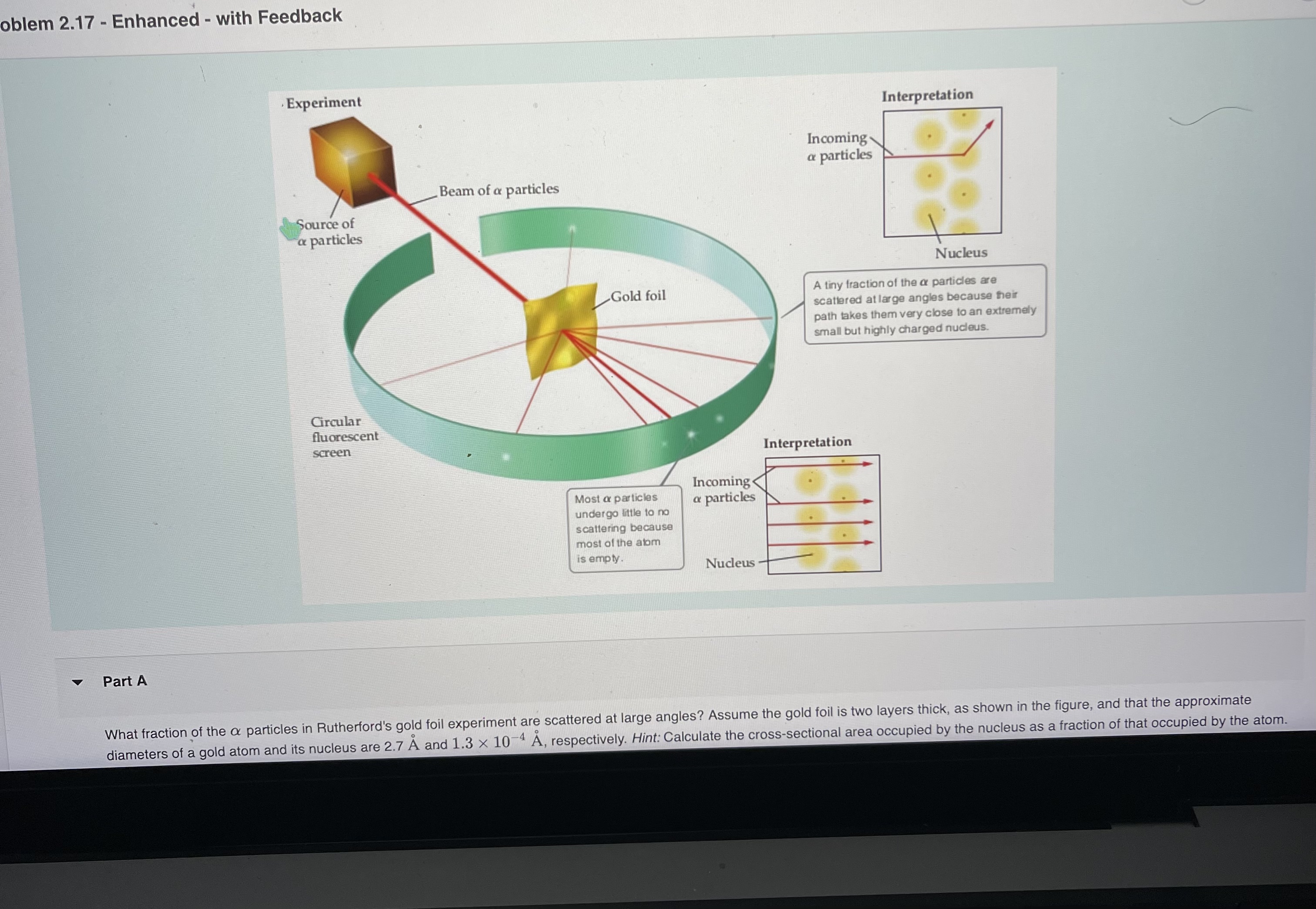 Solved What fraction of the α particles in Rutherford's gold | Chegg.com