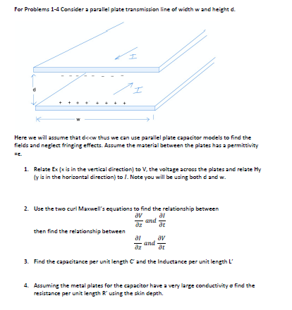 Solved For Problems 1-4 Consider a parallel plate | Chegg.com