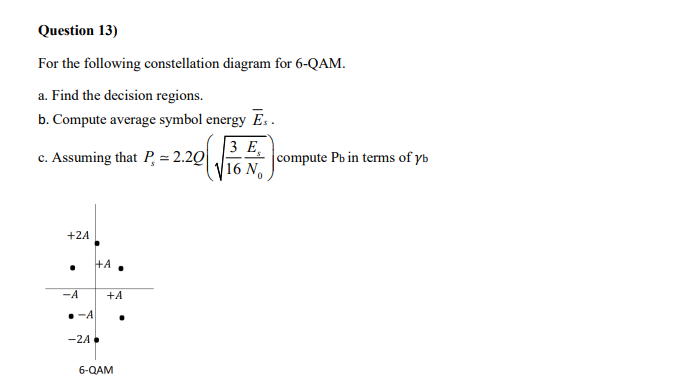 Solved Question 13) For the following constellation diagram | Chegg.com