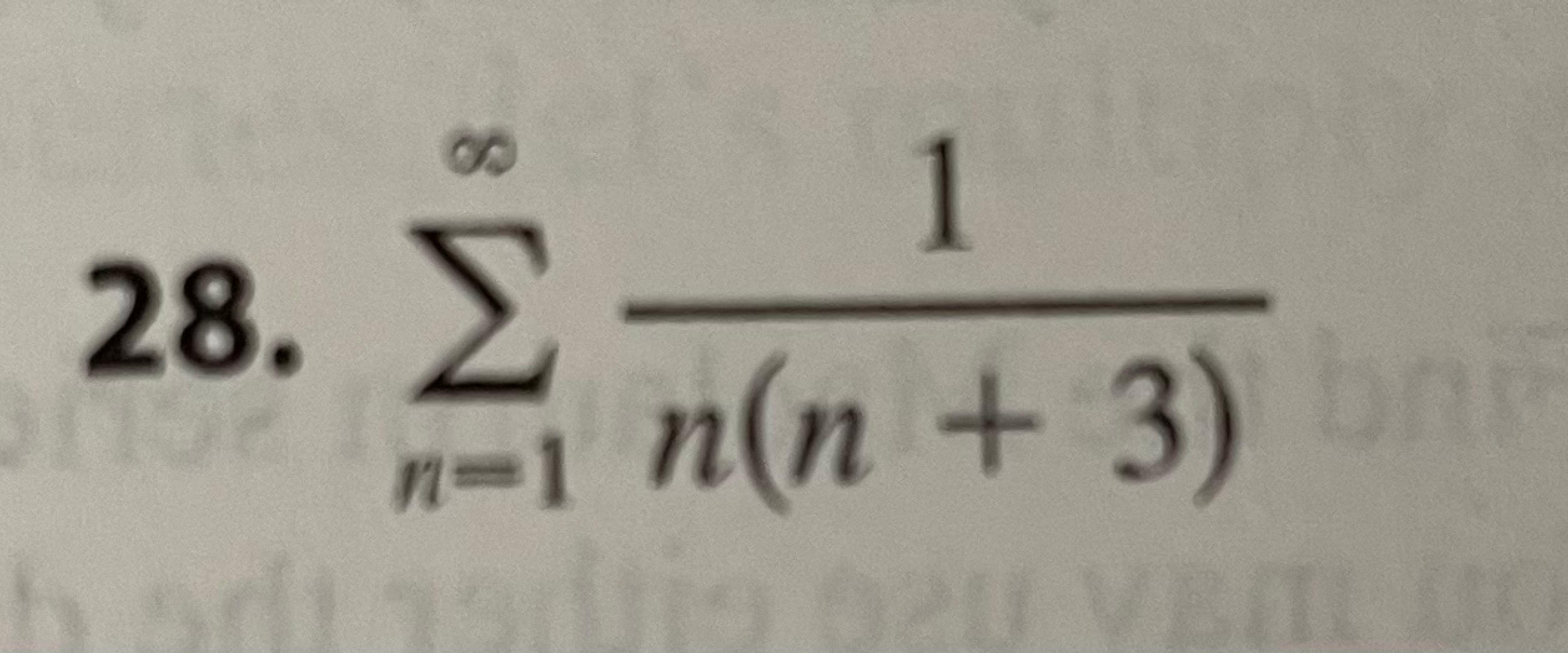 Solved ∑n=1∞n(n+3)1 