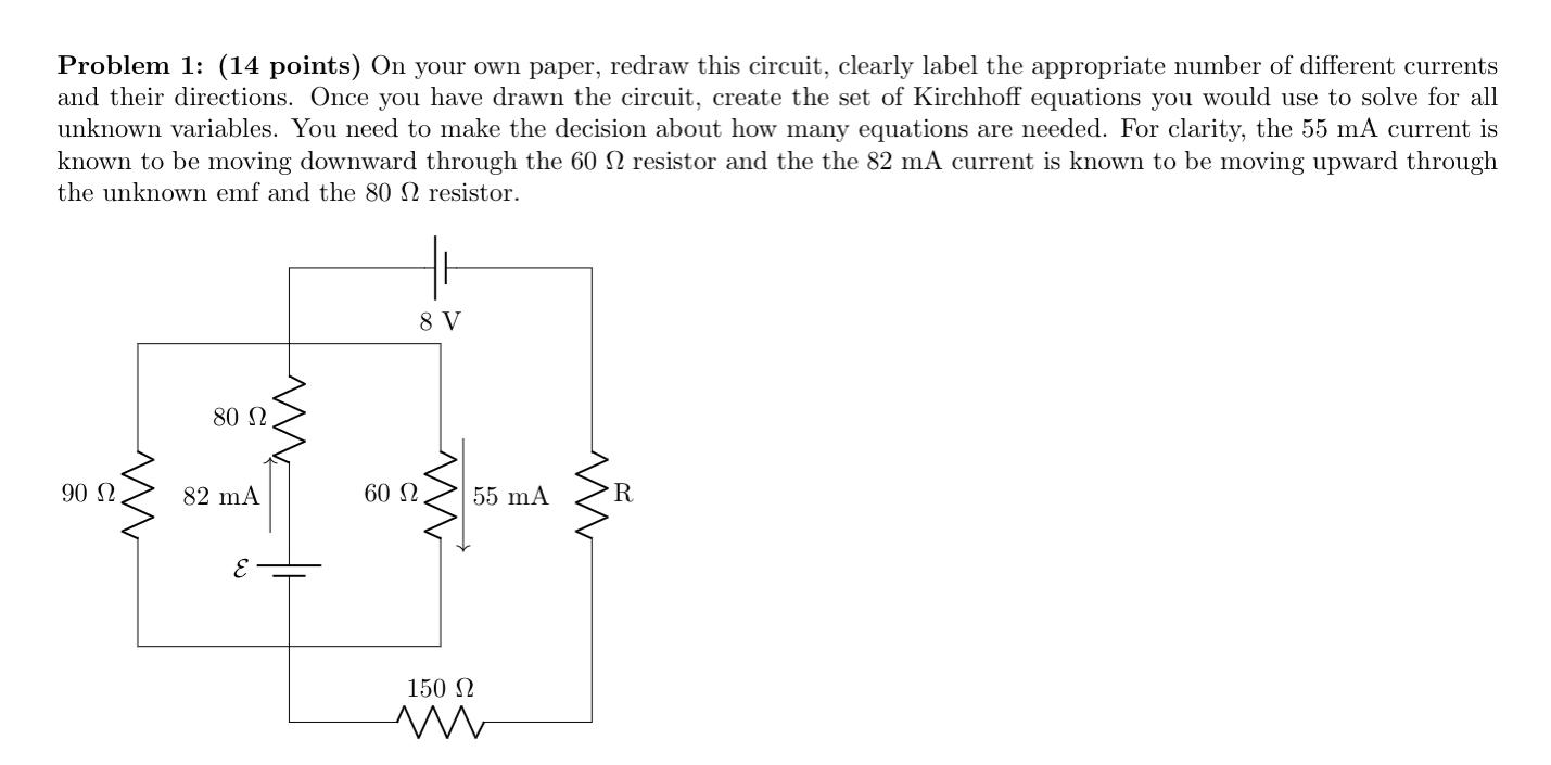 Solved Problem 1: (14 points) On your own paper, redraw this | Chegg.com