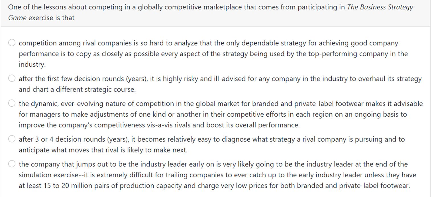 Solved One of the lessons about competing in a globally | Chegg.com