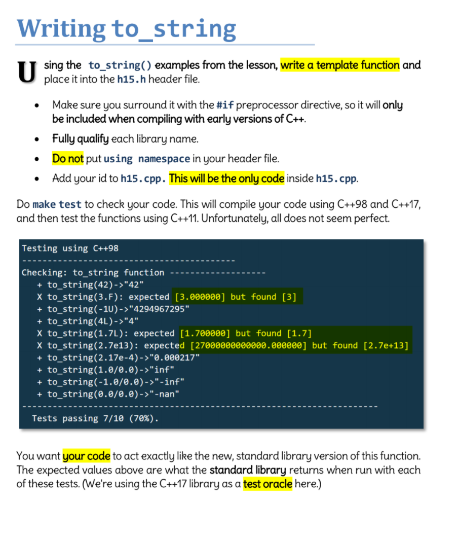 Writing to_string U sing the to_string() examples