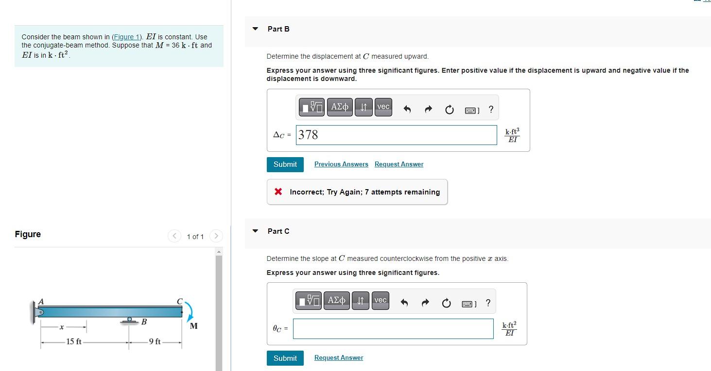 Solved Consider the beam shown in (Figure 1). EI is | Chegg.com