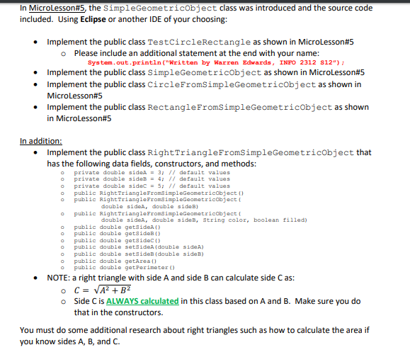 Geometric Object (1) 1 public class | Chegg.com